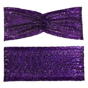 50 count Purple Sequin Chair Sashes Bands Bows Wedding Party 14x6" Decor - New